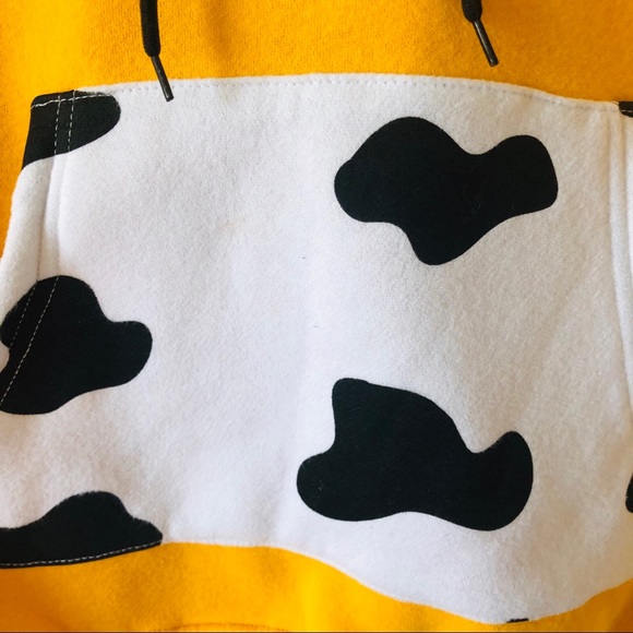 Brash cow print and sew orange hoodie - Picture 6 of 8